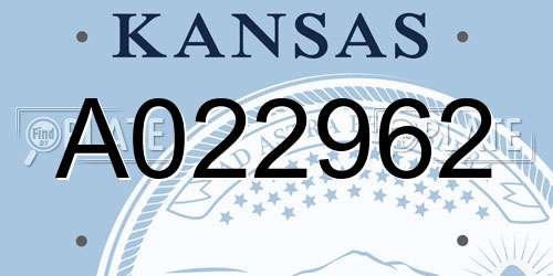 A022962 Kansas License Plate