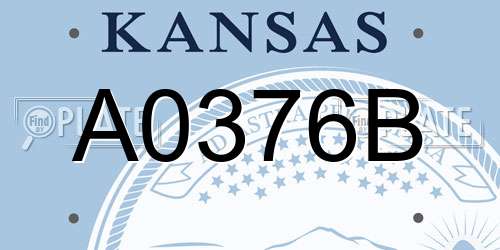 A0376B Kansas License Plate