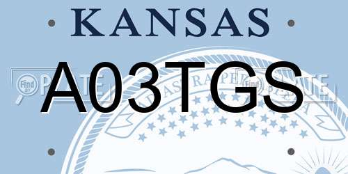 A03TGS Kansas License Plate