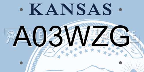 A03WZG Kansas License Plate