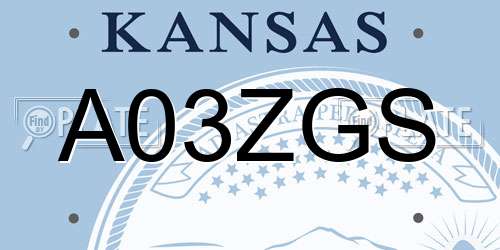 A03ZGS Kansas License Plate