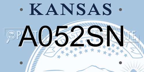 A052SN Kansas License Plate