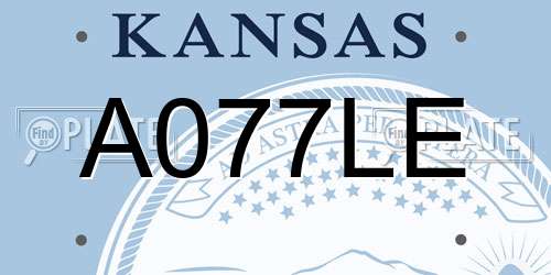 A077LE Kansas License Plate