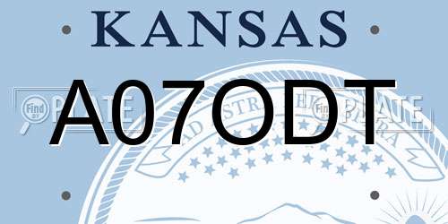 A07ODT Kansas License Plate