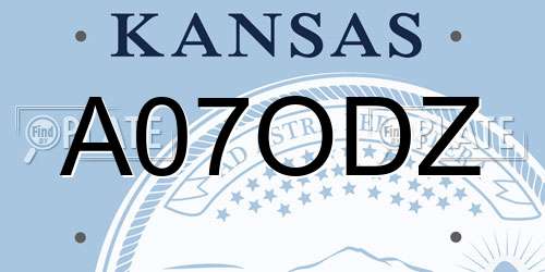 A07ODZ Kansas License Plate