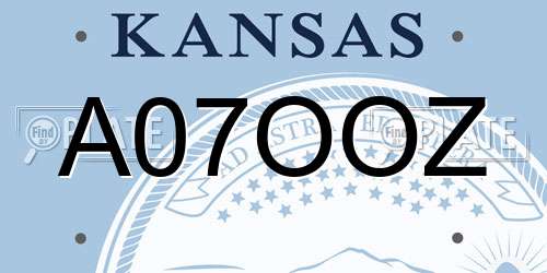 A07OOZ Kansas License Plate