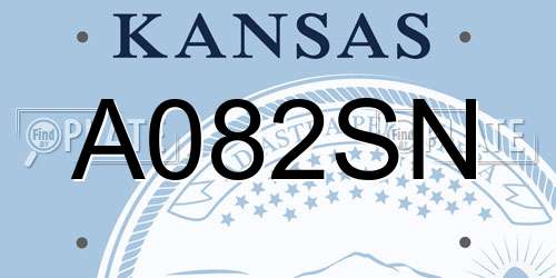 A082SN Kansas License Plate