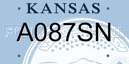 A087SN Kansas License Plate