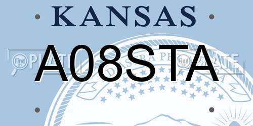 A08STA Kansas License Plate