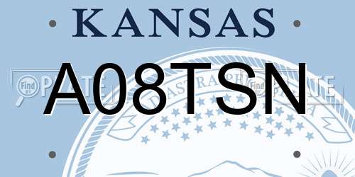 A08TSN Kansas License Plate