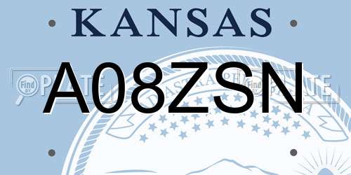 A08ZSN Kansas License Plate