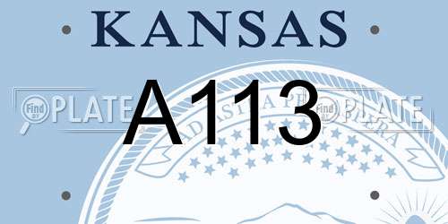 A113 Kansas License Plate