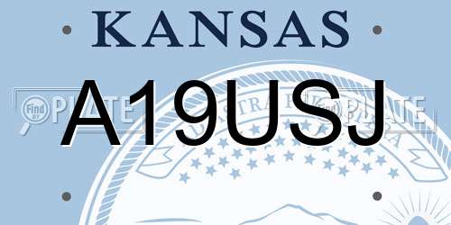 A19USJ Kansas License Plate