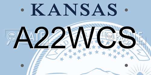 A22WCS Kansas License Plate