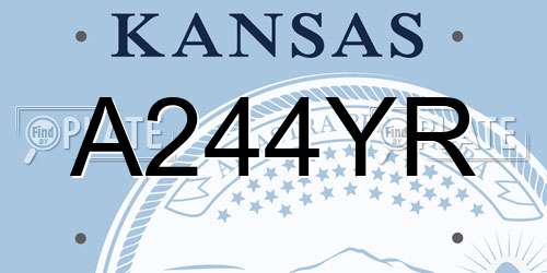 A244YR Kansas License Plate