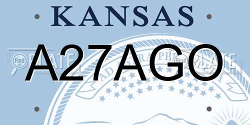 A27AGO Kansas License Plate