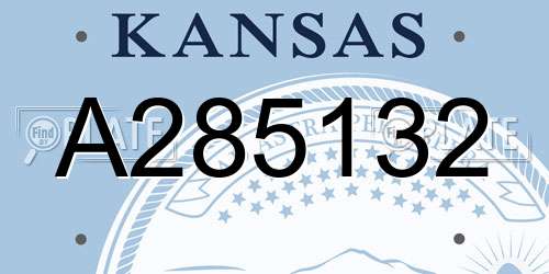 A285132 Kansas License Plate