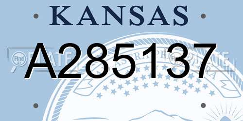 A285137 Kansas License Plate