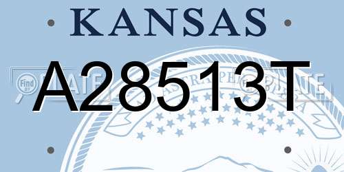 A28513T Kansas License Plate