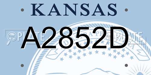 A2852D Kansas License Plate