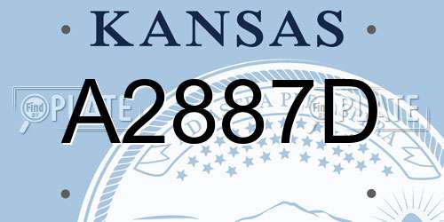 A2887D Kansas License Plate