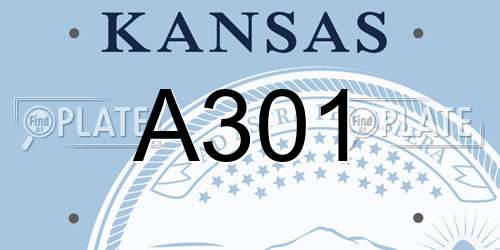 A301 Kansas License Plate