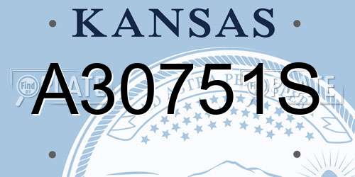 A30751S Kansas License Plate