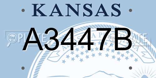 A3447B Kansas License Plate