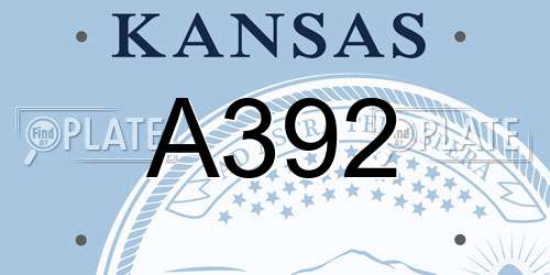 A392 Kansas License Plate