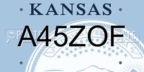 A45ZOF Kansas License Plate