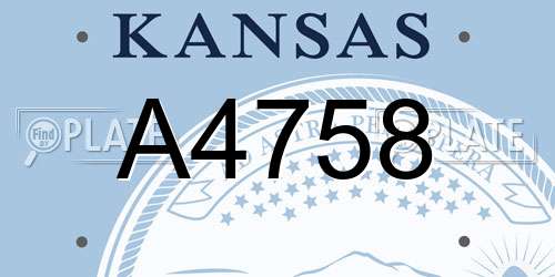 A4758 Kansas License Plate