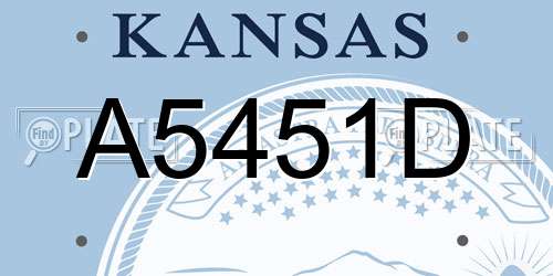 A5451D Kansas License Plate