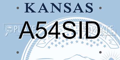 A54SID Kansas License Plate
