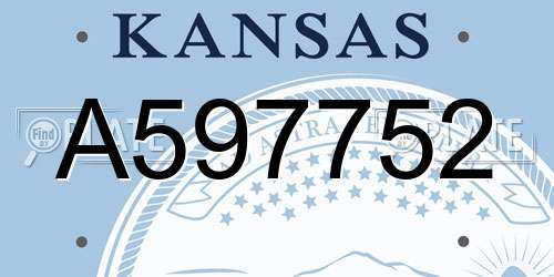 A597752 Kansas License Plate