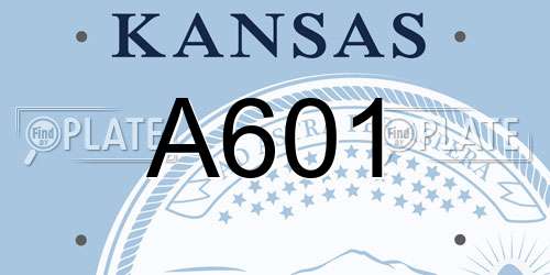 A601 Kansas License Plate