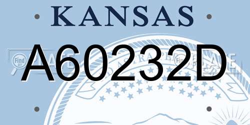 A60232D Kansas License Plate