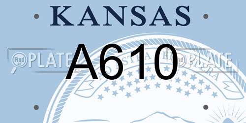 A610 Kansas License Plate