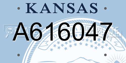 A616047 Kansas License Plate