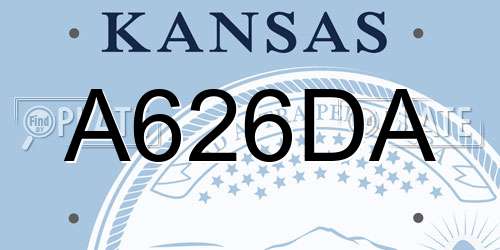 A626DA Kansas License Plate