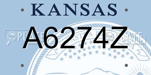 A6274Z Kansas License Plate