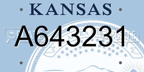 A643231 Kansas License Plate