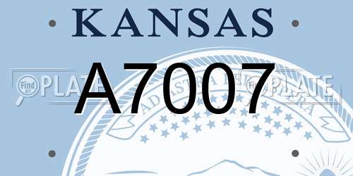 A7007 Kansas License Plate