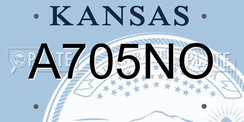 A705NO Kansas License Plate