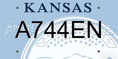 A744EN Kansas License Plate