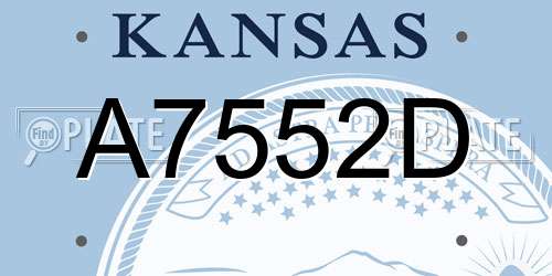 A7552D Kansas License Plate