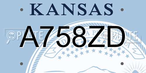 A758ZD Kansas License Plate