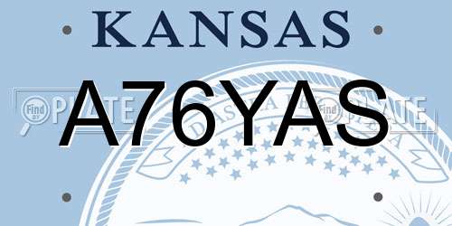 A76YAS Kansas License Plate
