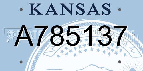 A785137 Kansas License Plate