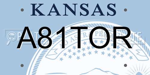 A81TOR Kansas License Plate
