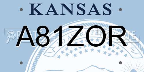 A81ZOR Kansas License Plate